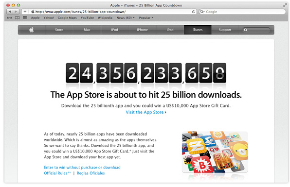 countdown to 25 billion App Store downloads