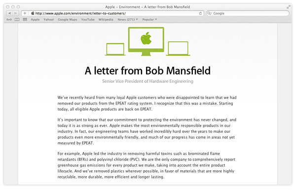 Apple EPEAT letter