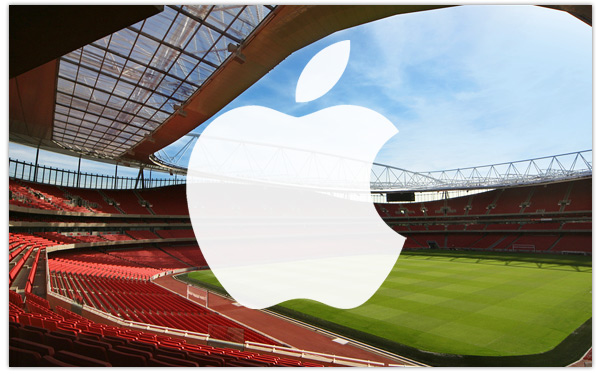 Premier League stadium with Apple logo