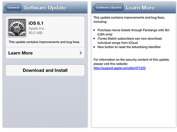 iOS 6.1 update