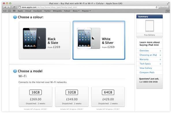 iPad mini shipping times