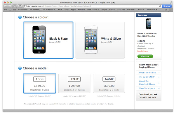 iPhone 5 pre-order page