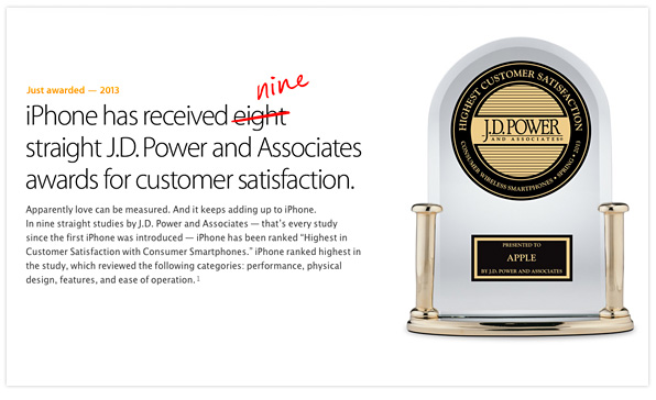 iPhone J.D. Power and Associates Award 