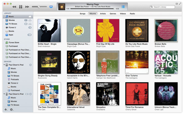 iTunes 11 with sidebar turned on