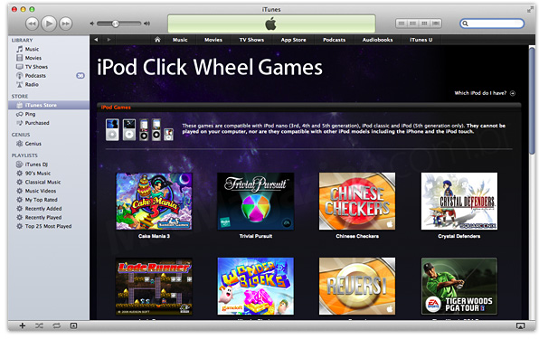 click wheel iPod games iTunes