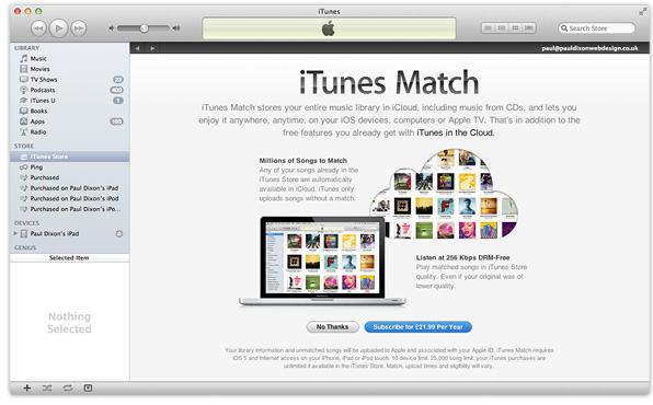 UK iTunes Match sign up page