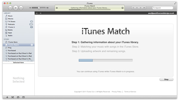 iTunes Match running