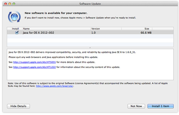 Java update for OS X 2012-002