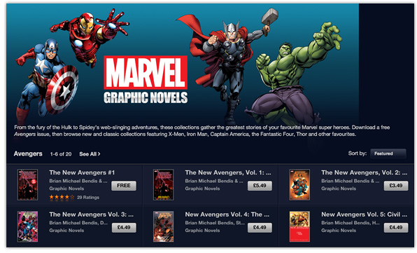 Marvel Graphic novels on the iBooks Store