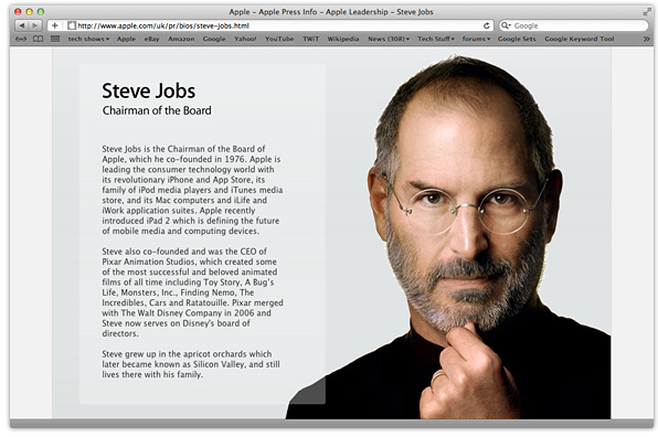 Steve Jobs Chairman of the Board