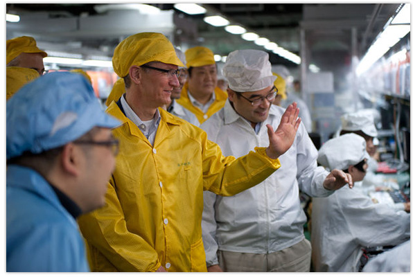 Tim Cook at Foxconn iPhone manufacturing facility