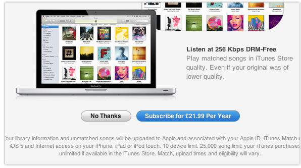 UK iTunes Match price