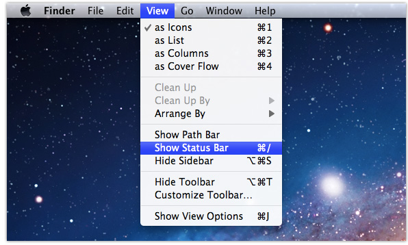 OS X Lion View Menu