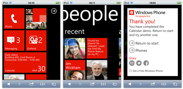 Windows Phone 7.5 (Mango) demo screenshots